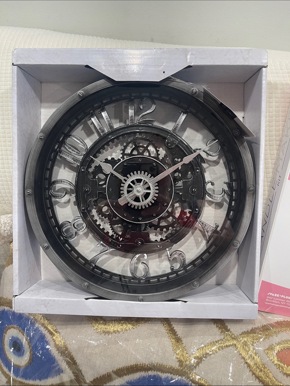 Industrial Gear Wall Clock - Black Metal Finish